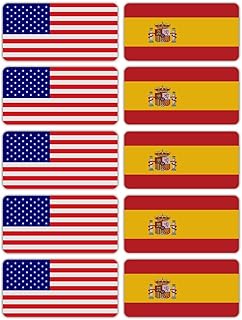 (x10) 3M Reflective Spain and US Flag Stickers | Versatile Safety Decals | Hard hats, laptops, bikes, toolboxes