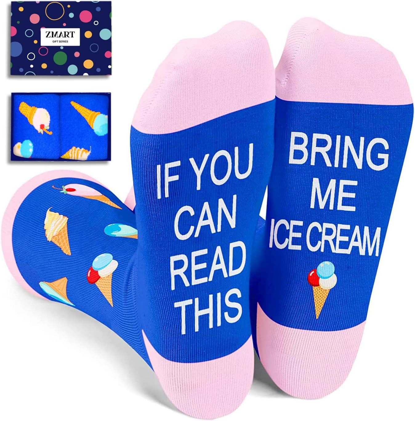 Zmart Funny Socks for Women Men - Popcorn Ice Cream Gifts, Pickle Taco Socks, Stocking Stuffers