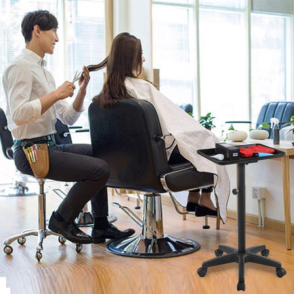 Bokoak Metal Salon Tray for Tattoo Cutting Medical Dental on Wheels,Rolling Trolley Cart Hair Styling Station Equipment (Black) : Beauty & Personal Care