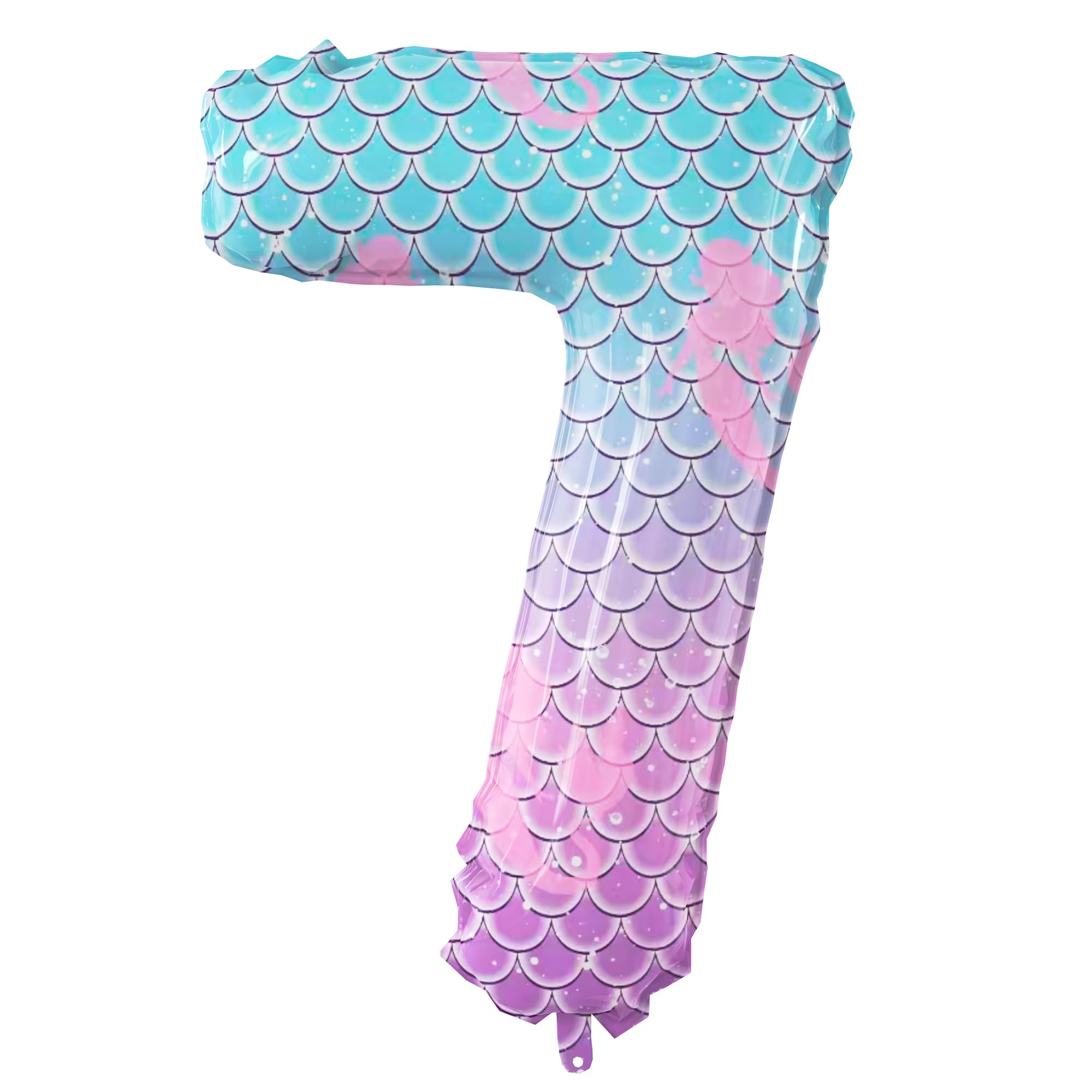 40 Inch Giant Mermaid Theme Number Balloons Fish Scale Foil Balloon - Large Purple Blue Number 7 Balloons for Kids' Birthday Mermaid Party Decorations Baby Shower Supplies (Numbers 0-9 Available)