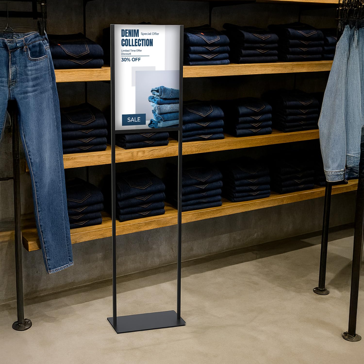 EUROPEL A3-Präsentationsständer, robuster Schilderhalter mit schwarzem Metallsockel und transparentem Acryl-Einsatz, idealer Posterständer für Restaurants, Speisekarten, Konferenzräume, Werbeaktionen