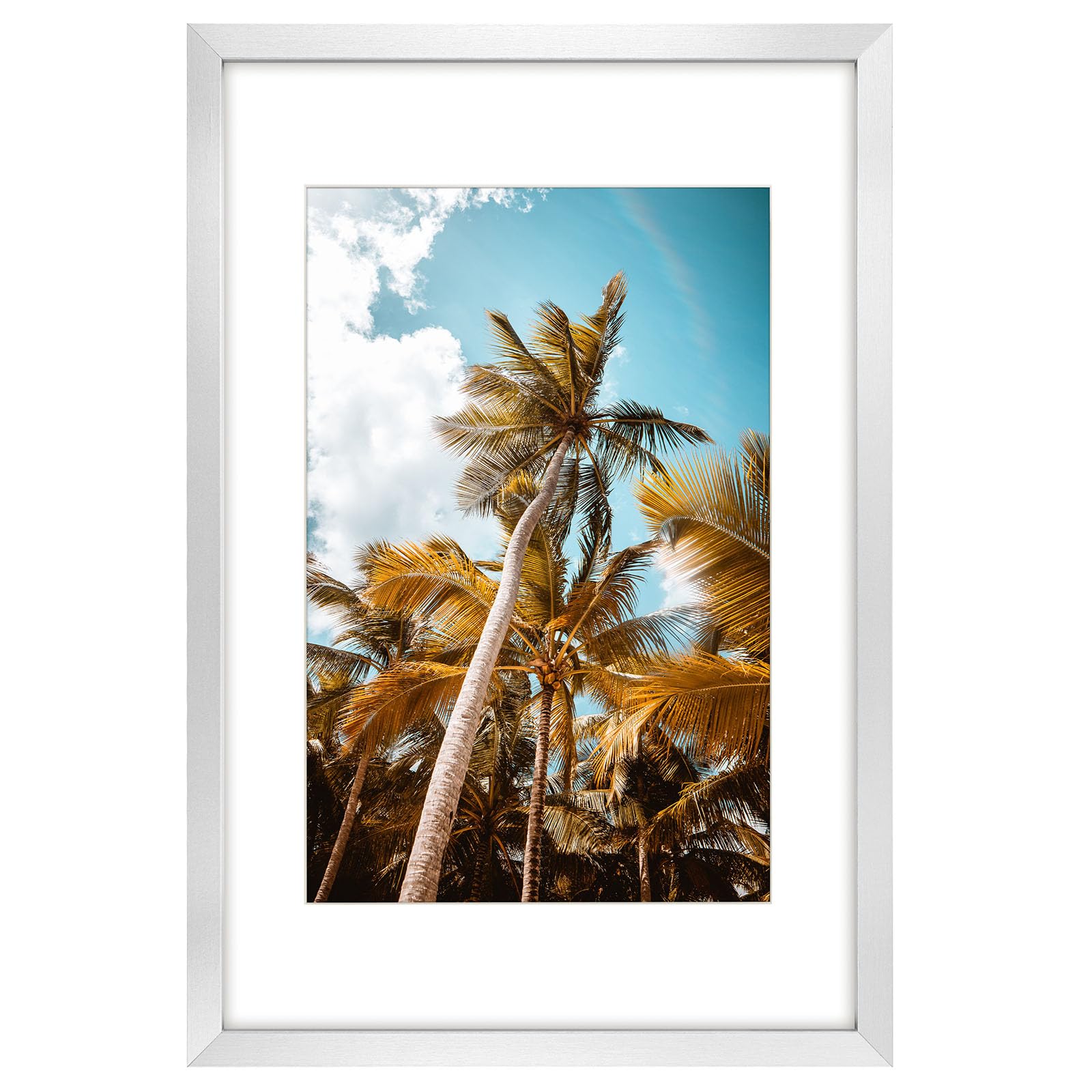 Frametory 16x24 Silver Picture Frame with Real Glass Mat for 12x18