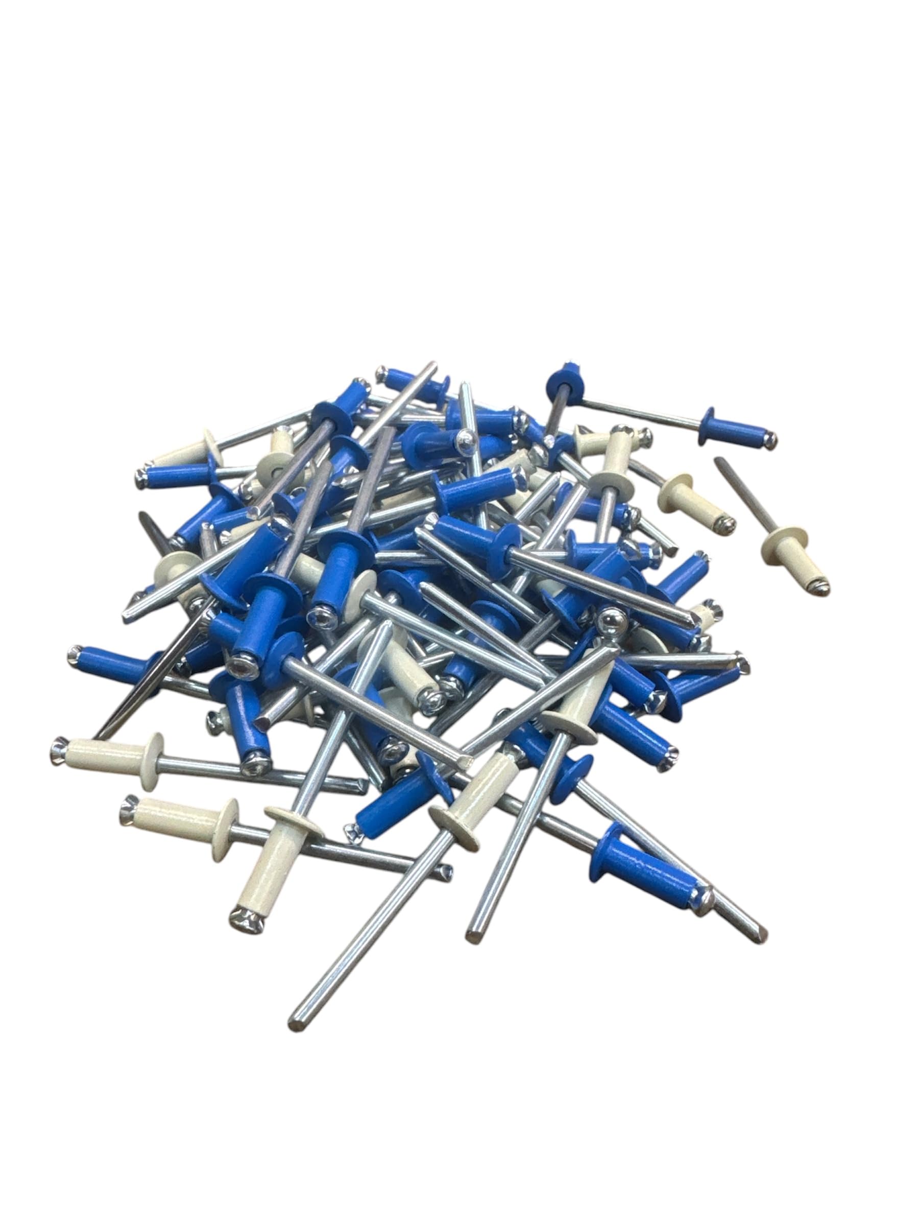 Kit 100 Rivetti A Fiore VITFER Per Targhe Auto Moto | 4.8x12mm | 60 Blu E 40 Bianchi | Alluminio E Acciaio