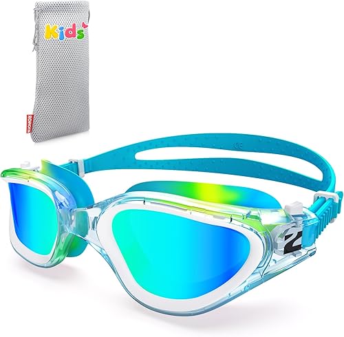 ZIONOR G1MINI MIX - Gafas de natación para niños, con bloques de color, polarizados, sin fugas, antiniebla, para niños (3-14)