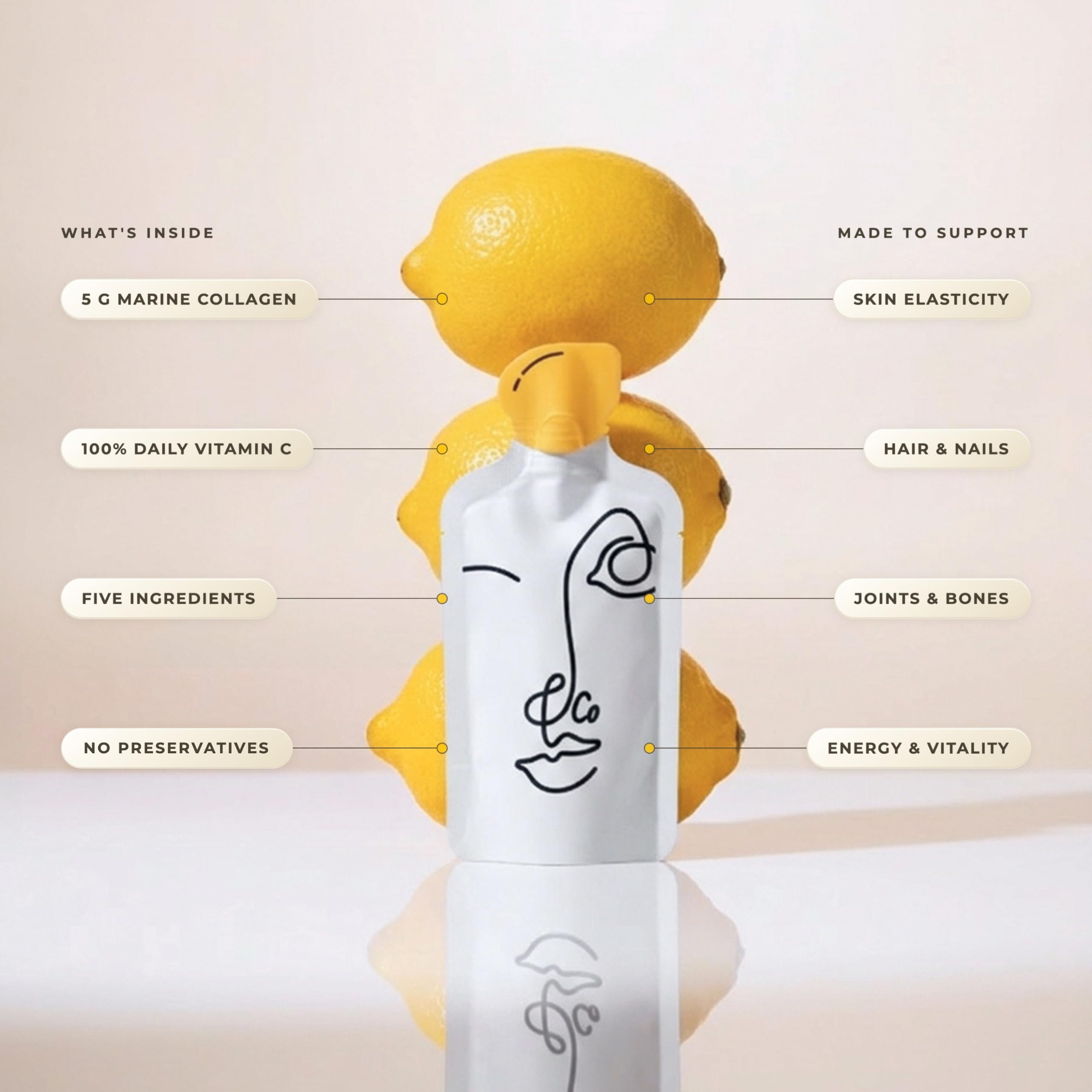 LEMON & CO. Liquid Collagen for Women | Collagen Water Mix with 5000mg Marine Collagen Peptides, Organic Lemons & Vitamin C | Daily Elixir for Skin, Nails, Hair, Gut | No Preservatives, No Sugar — Amazon image 2