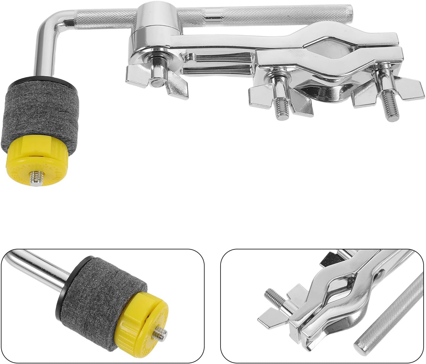 Kisangel Drum Cymbal Clamp Extension Arm Mounting Hardware Metal Holder for Percussion Splash Cymbals with Clamp Attachment for Drummers Beginner Practice