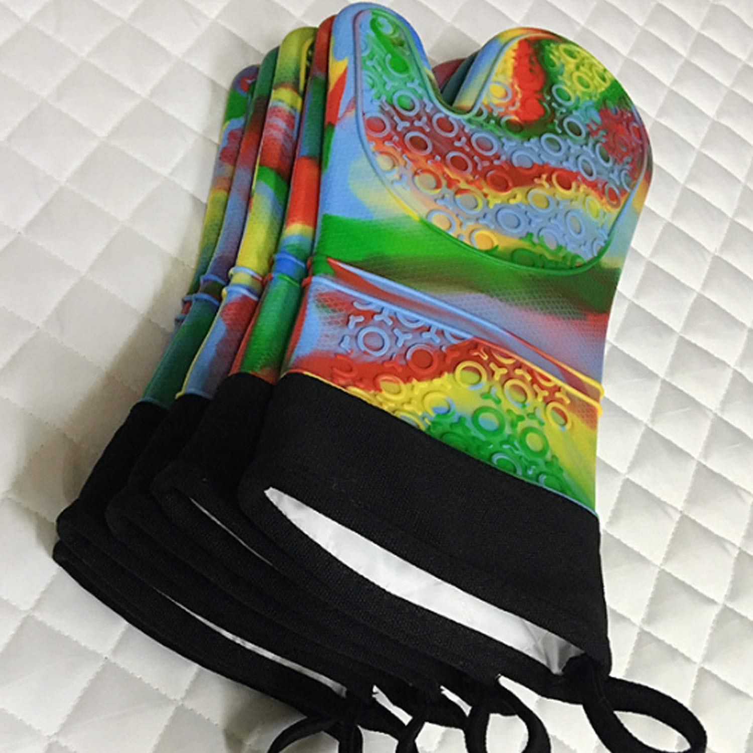Odporna na ciepło Rękawiczki Rękawice Rękawice Rękawice silikonowe Kuchnia BBQ Piekarnik Gotowanie Mitts (UnitCount : Three pairs)