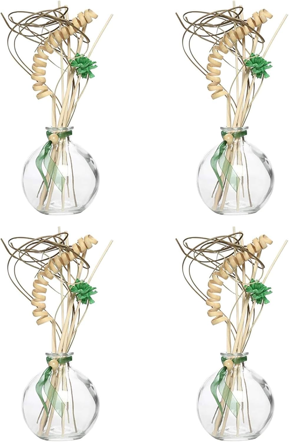 Hosley Set of 4 Glass Diffuser Bottles with Reeds, No Oil Included, Ideal Home Decor and Birthday Gifts for Women, Perfect Room Decor for Weddings, Spa, Meditation, Bathroom