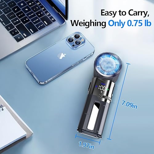 Miniatura 6 de Ventilador turbo portátil recargable de mano, ventilador de refrigeración multifuncional de 9000 mAh con función de refrigeración por hielo y carga,