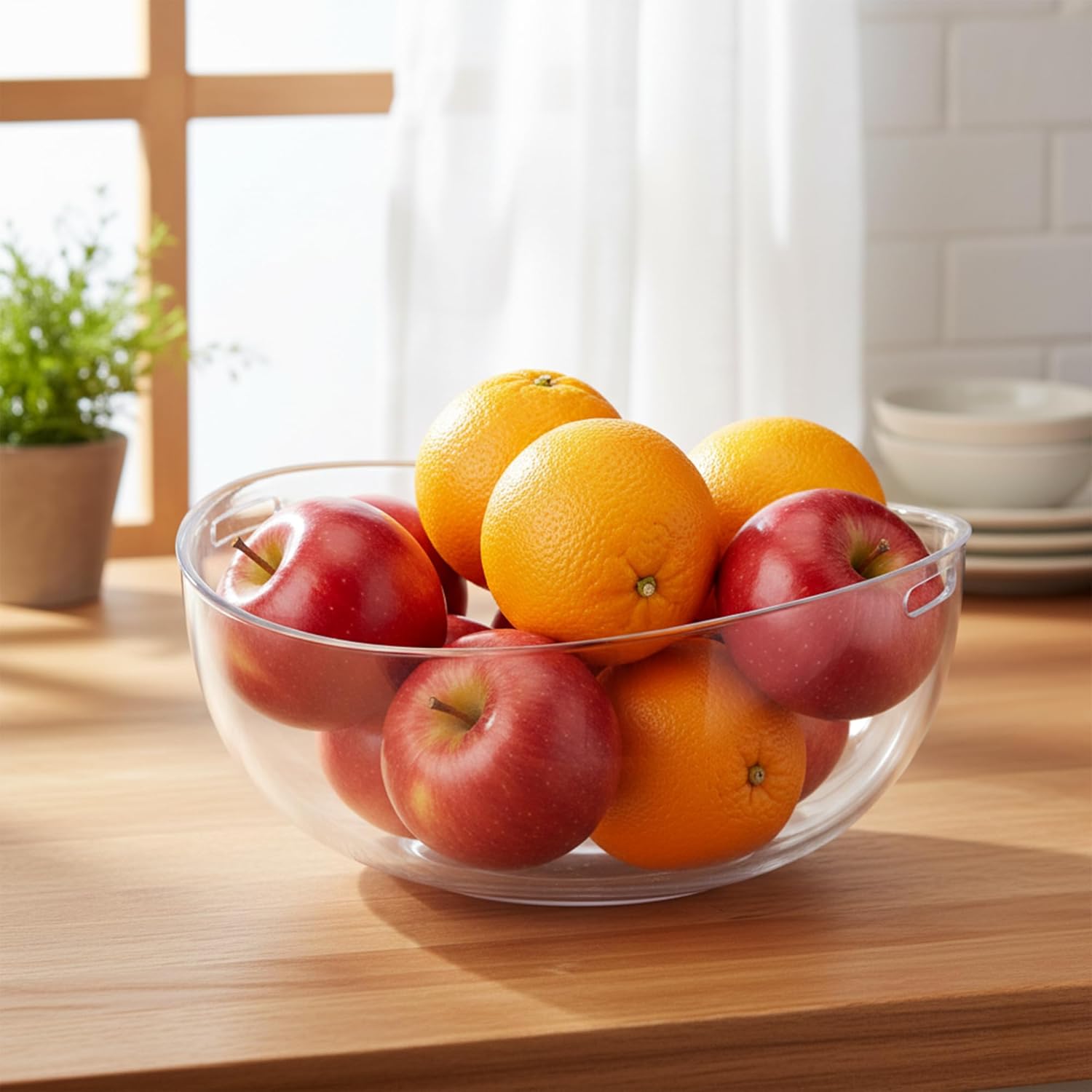 Amazing Abby - Charlotte - 2-Pack Plastic Chip and Dip Bowl, Clear Serving Platter, Unbreakable Party Appetizer Tray, BPA-Free, Dishwasher-Safe, Great for Chips, Salsa, Veggies, Snacks, and More