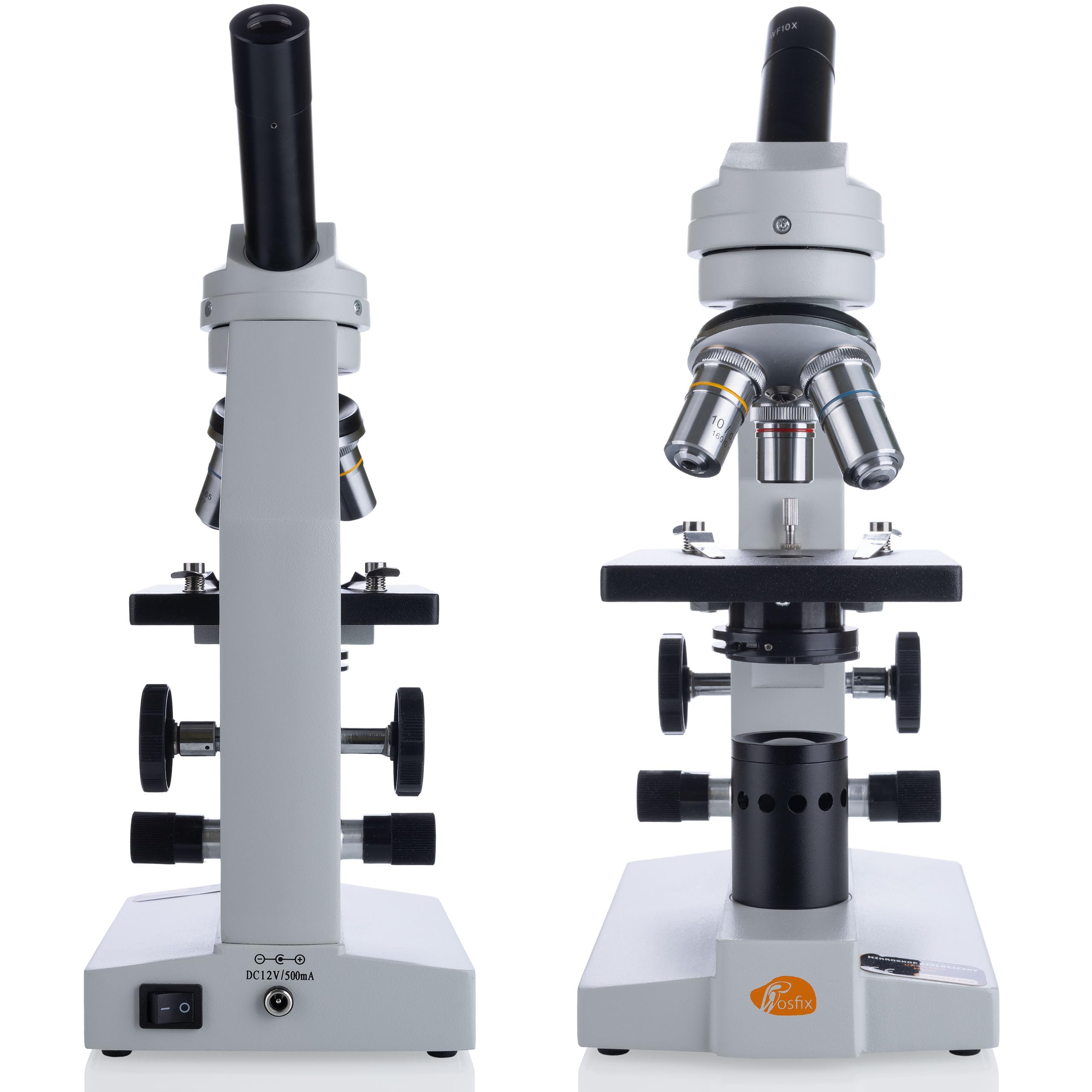 Rosfix Microscopio Biológico Uran Pro MBUP - Monocular 45°, Cabeza Giratoria 360°, Óptica de Vidrio, LED, WF10x/16x | Laboratorio, Didáctica, Investigación | Microscopio Profesional