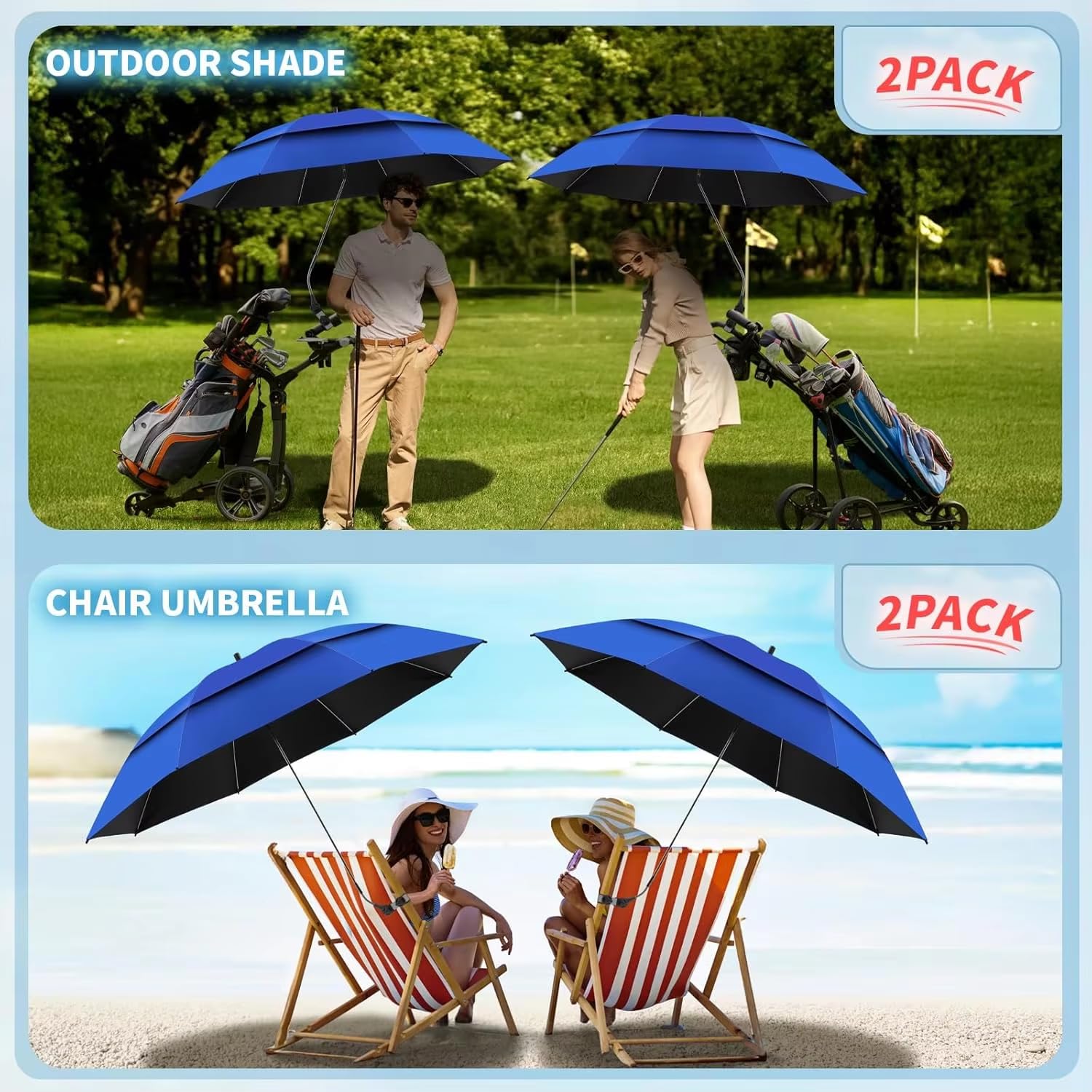 2pcs Ombrello per Bambini Ombrellon con Clamp Ombra per Clamp-On, con Clip Fixing Device UPF 50+ Rotazione 360°,Ombrelini parasole per di Patio, Passeggini per Esterno Spiaggia Giardino
