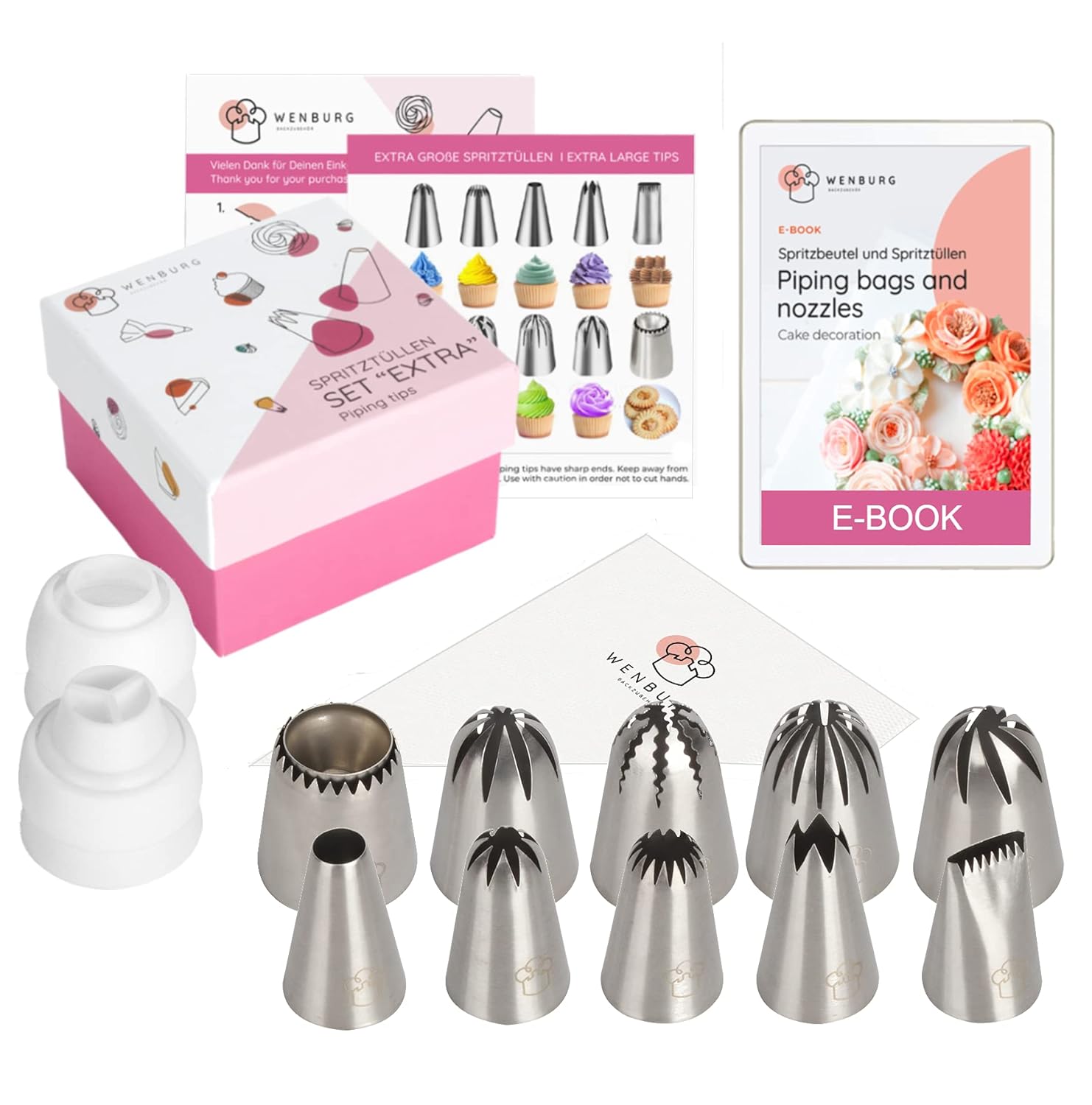 Buy Wenburg Extra Large Piping Tips 10 Seamless Large Icing Tips