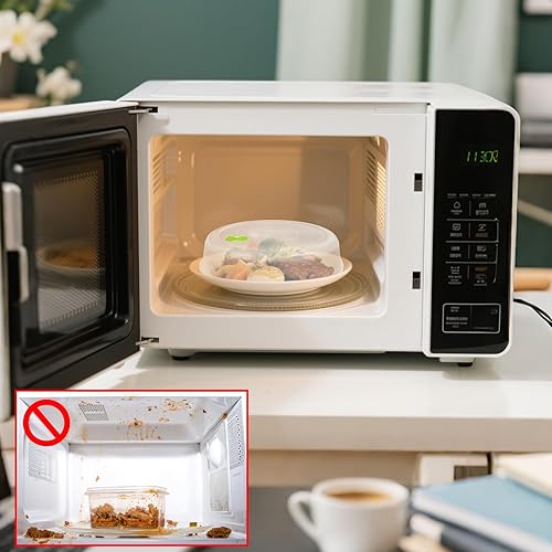 Miniatura 4 de Juego de fundas para platos de microondas, 6 tamaños, transparentes con rejillas de ventilación, protectores de salpicaduras de alimentos aptos para