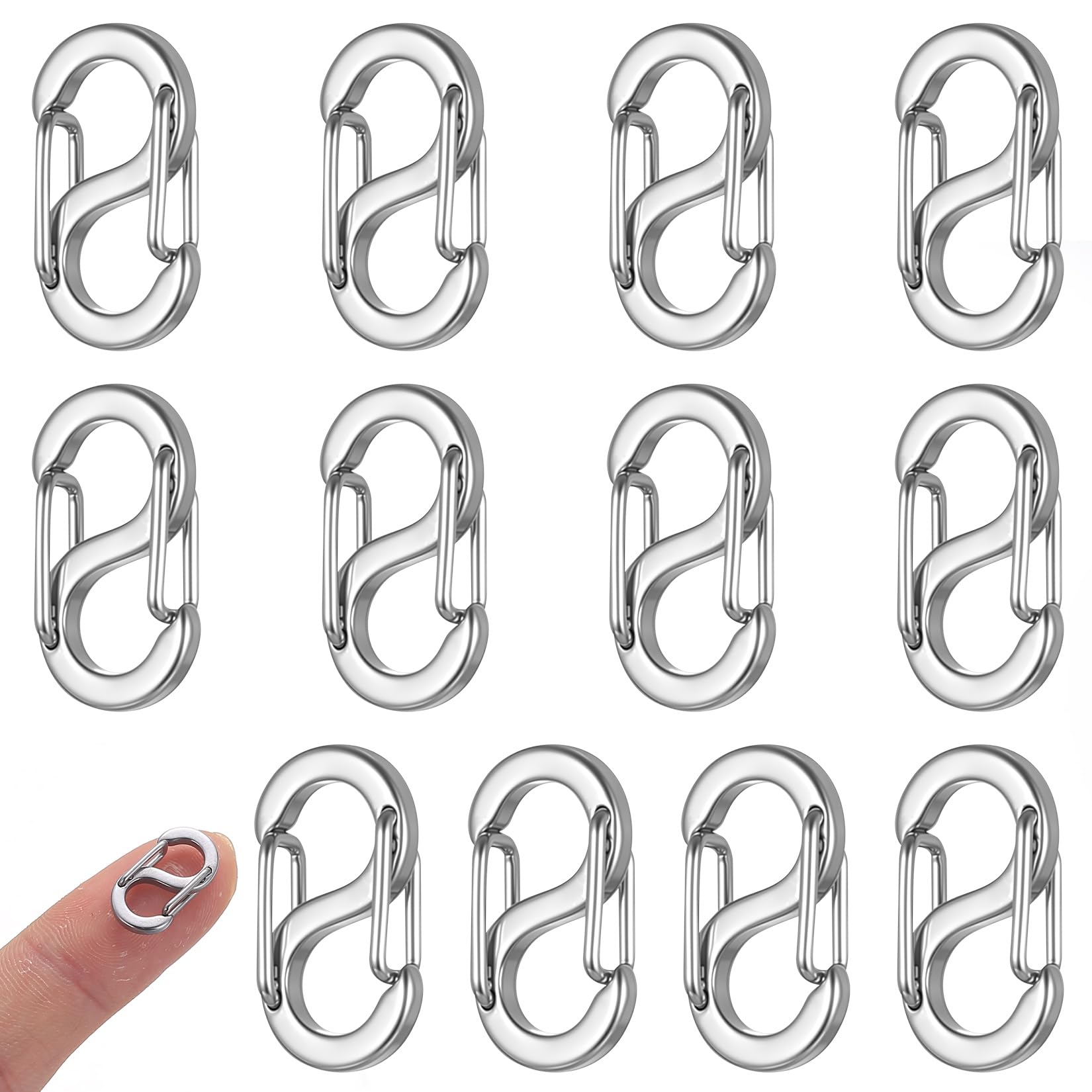 Zhujiehigh 12 Pcs Stainless Steel Double Open Lobster Clasps, 16.5x9mm