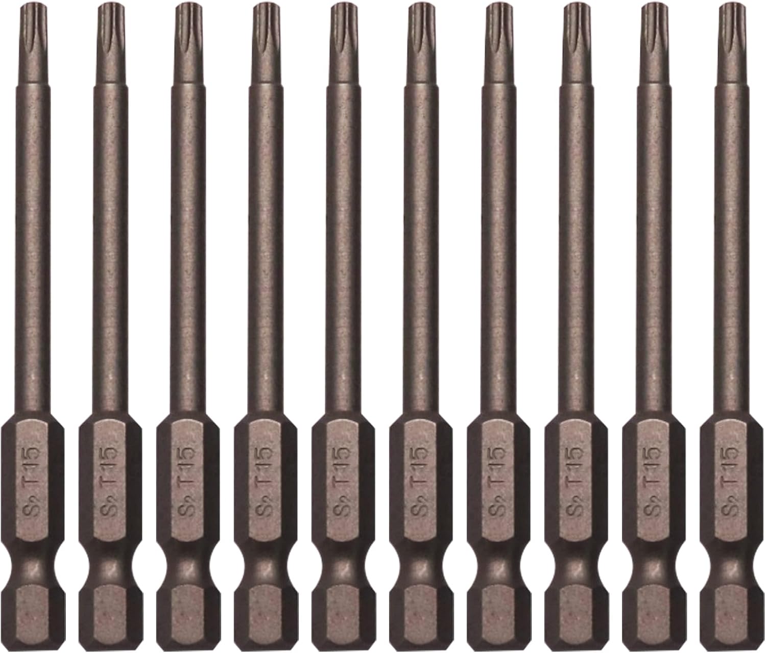 10Pcs Magnetic Torx Head Screw Driver Bits 75mm/3inch Long 1/4inch Hex Shank Security Tamper Proof Magnetic Torx Bit (T15)