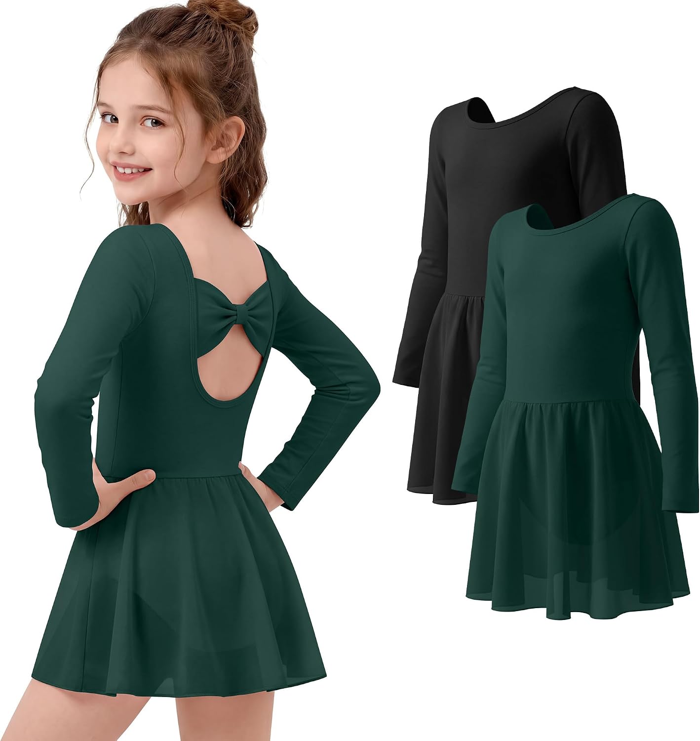 2 Pack Girls Ballet Leotard Toddler Dance Leotard with Skirt Kids Ballerina Gymnastics Training Outfit 2T-12Y