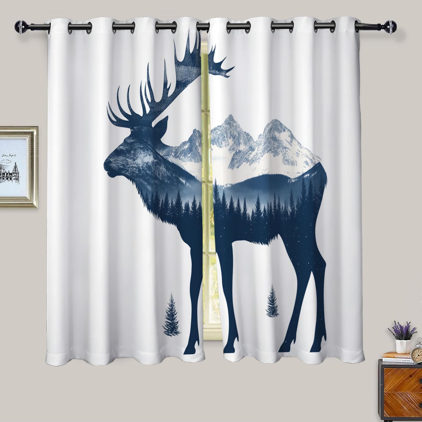 Rideau occultant salon motif forêt pour créer une ambiance cocooning et isolée du froid