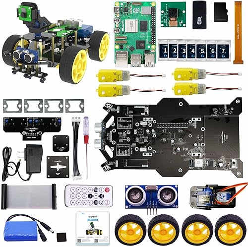 Yahboom Robot 4WD con Raspberry Pi 5, kit de auto con cámara sensor ultrasónico, etc., programación de pitones, kit robótico electrónico de IA para