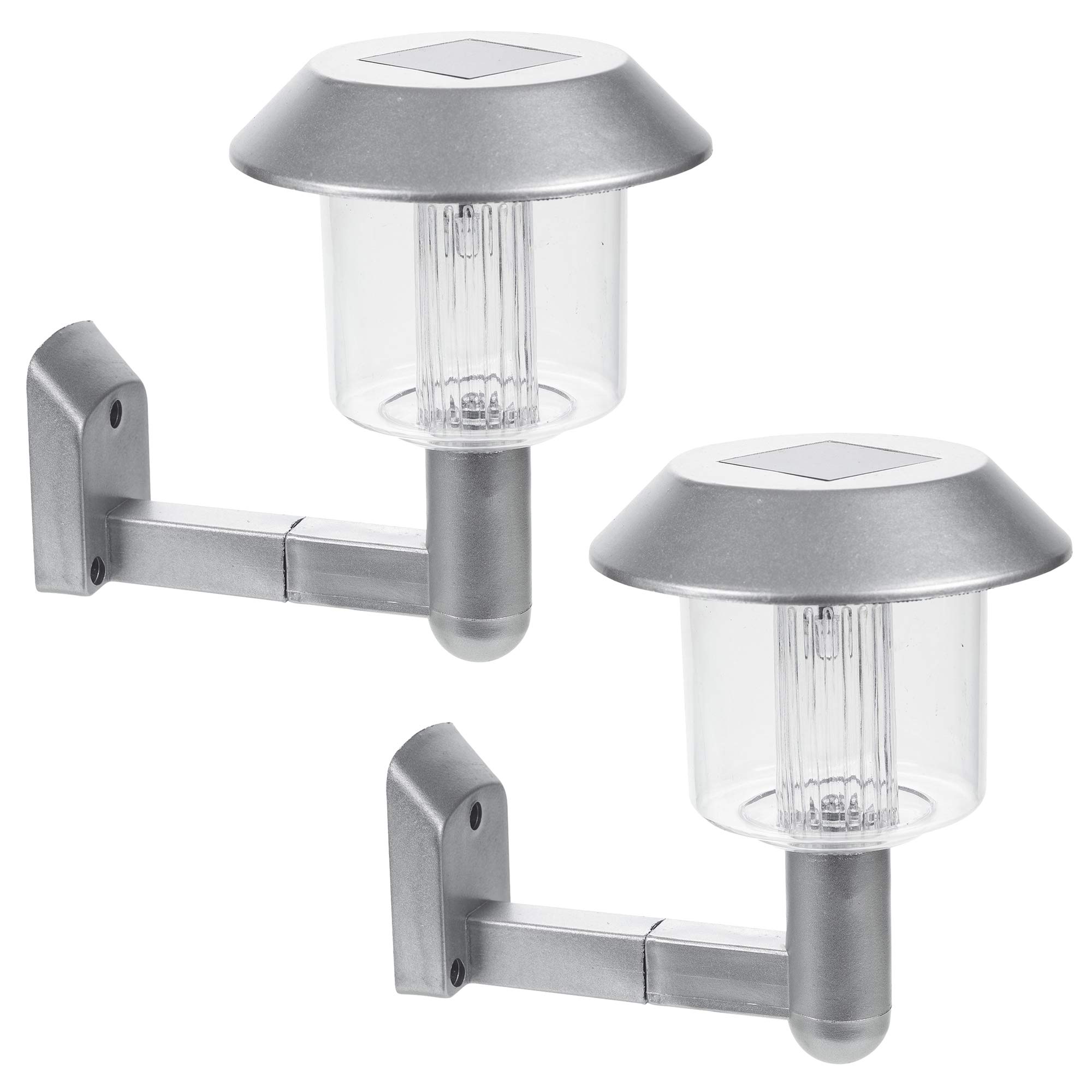Outdoor Solar LED Lights Wall Lamps Waterproof Garden Set 2,4,6,8,10 (Silver, 2 Lights)