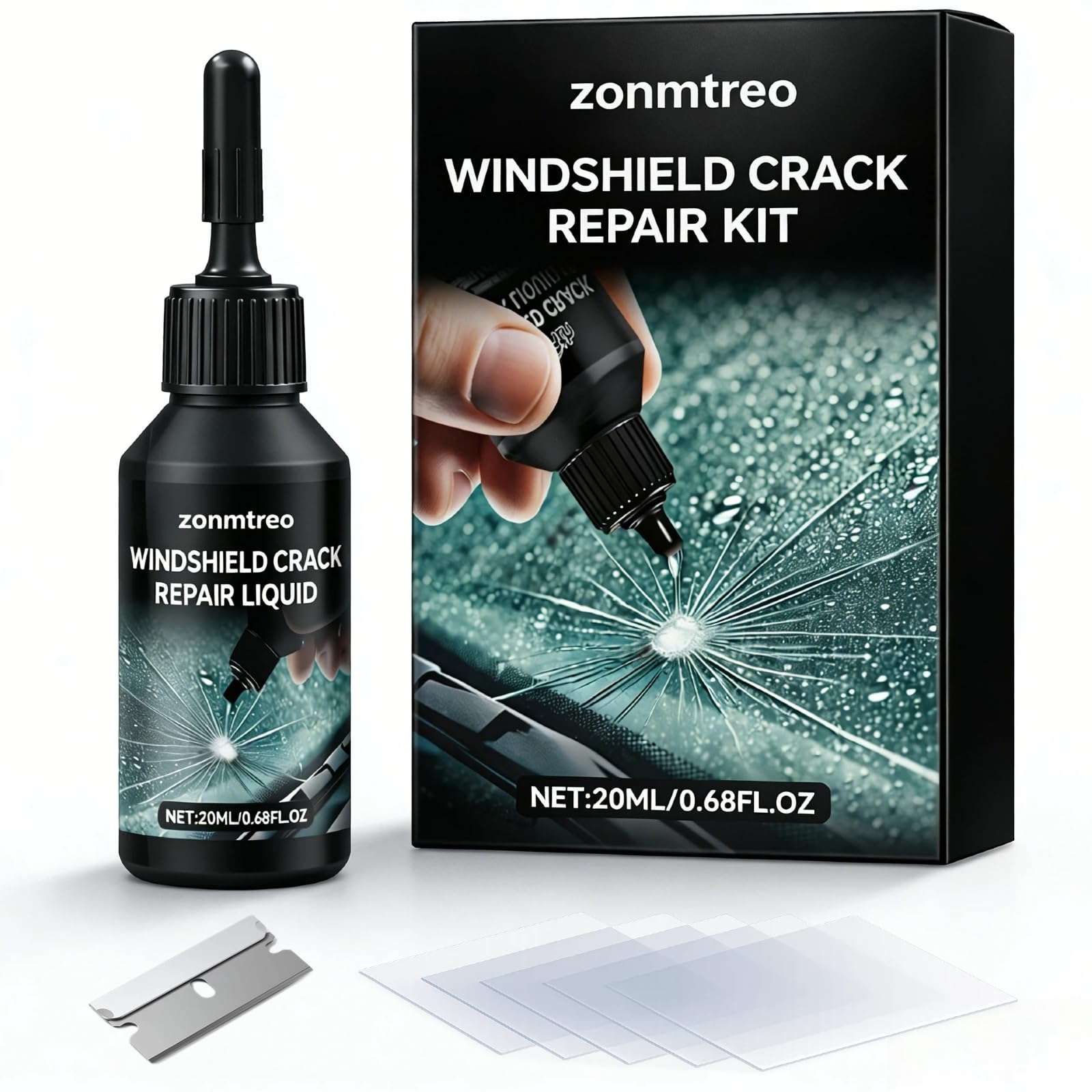 Cracked Windshield Repair Kit for Chips and Cracks Car Windshield Crack Repair Kit Glass Repair Liquid for Cracks
