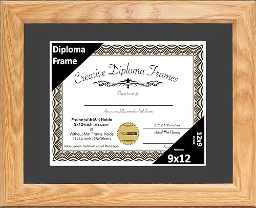 Vista 23 de Creative Picture Frames Marco de diploma con acabado de roble de 8 x 10 pulgadas, con caballete de vidrio negro y colgadores de pared instalados
