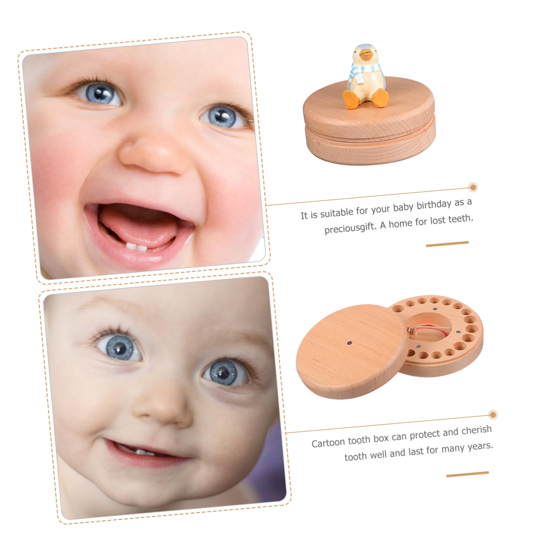 Caja de Recuerdos para Dientes de Leche en Madera de Haya | 1 Juego, Dibujos de Animales, Organizador Infantil para Cumpleaños y Navidad