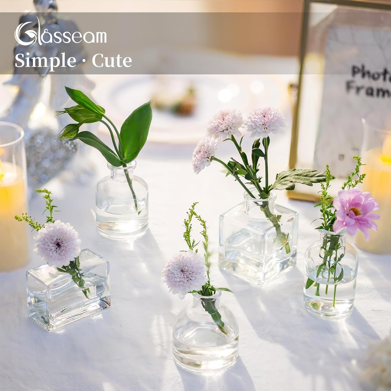 Glasseam Mini Bud Vases in Bulk 40: Clear Small Flower Vases for Centerpieces Cute Tiny Glass Vase for Flowers Modern Decorative Wedding Table Centerpiece for Dining Room Decor - Image 6