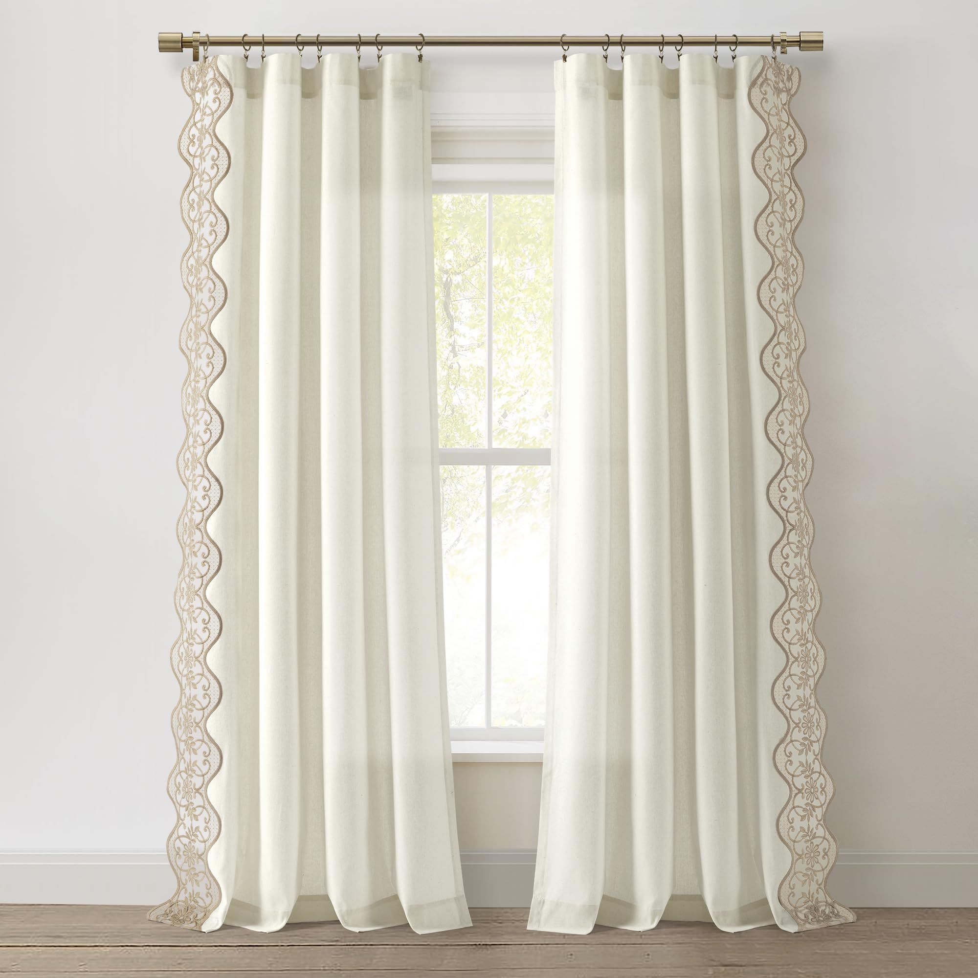 Amazon.com: Lush Decor Scallop Edge Lace Border Window Curtain