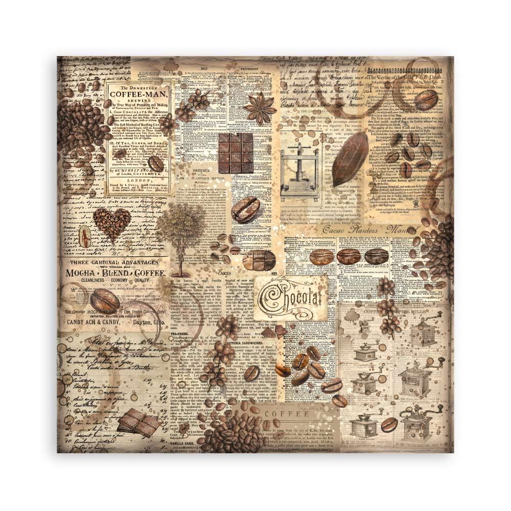 Scrapbooking Pad 22 hojas cm 20,3 x 20,3 (8 pulgadas x 8 pulgadas) Single Face Coffee and Chocolate