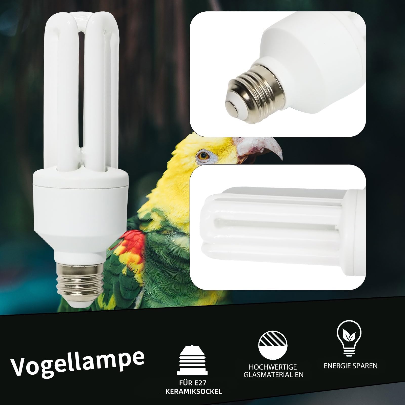 LUCKY HERP UVA UVB Ampoule pour oiseaux 2.4 UVB 20W Lampe fluorescente compacte pour toutes sortes d'oiseaux captifs
