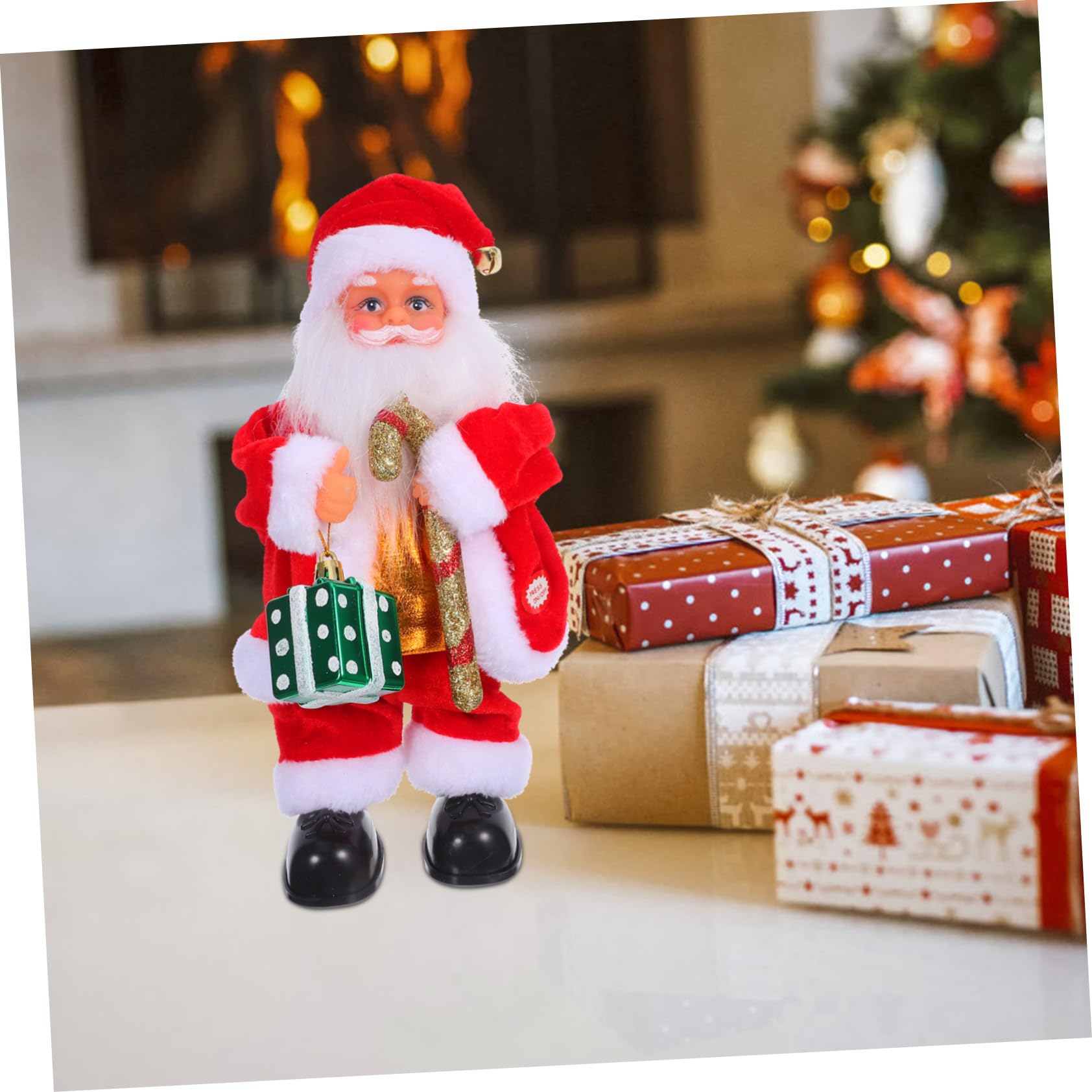 BESTonZON Juguete de Papá Noel Eléctrico Muñeco de Papá Noel con Música y Articulaciones Móviles para Decoración Navideña del Hogar Jugar