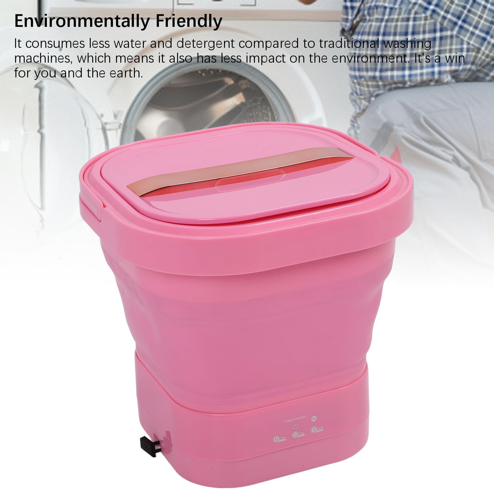 Lavatrice portatile da 8.5 litri, lavatrice pieghevole ricaricabile con centrifuga, mini lavatrice per biancheria intima, piccoli delicati, adatta per caravan, viaggi, hotel, (Roseo)