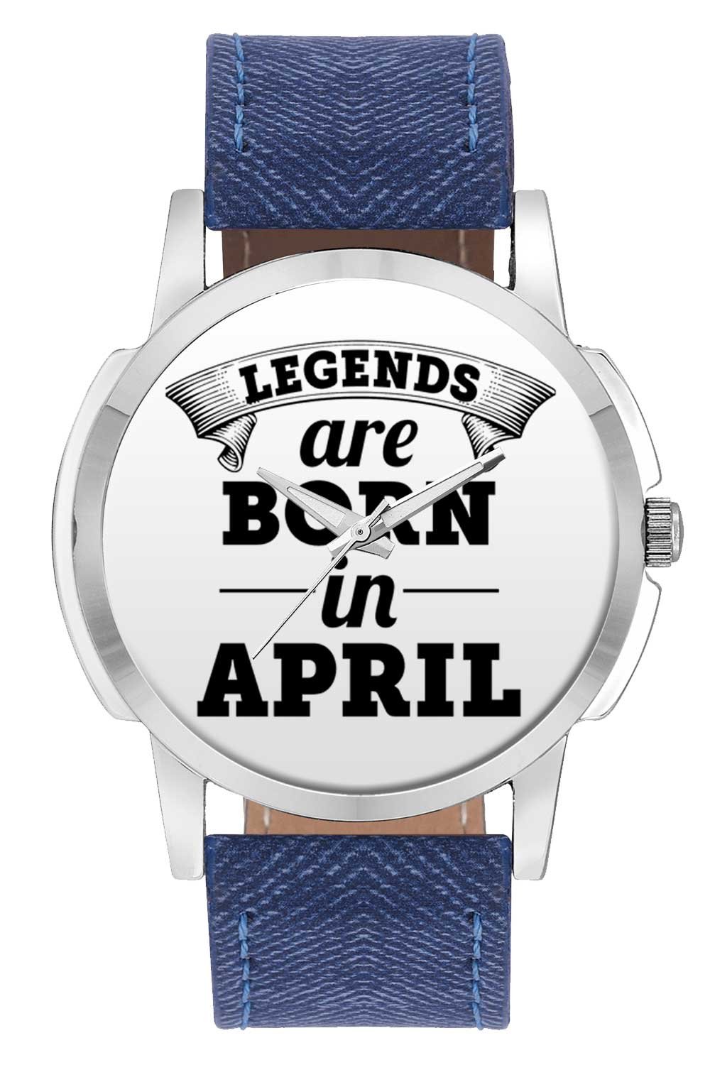 BIGOWL Wrist Watch for Men Legends are Born in April Unique Branded Quote Fashion Watches for Boys - Best Casual Analog Leather Band Watch (Perfect Birthday Month Gift) (B01N67HT34) Amazon Price History, Amazon Price Tracker
