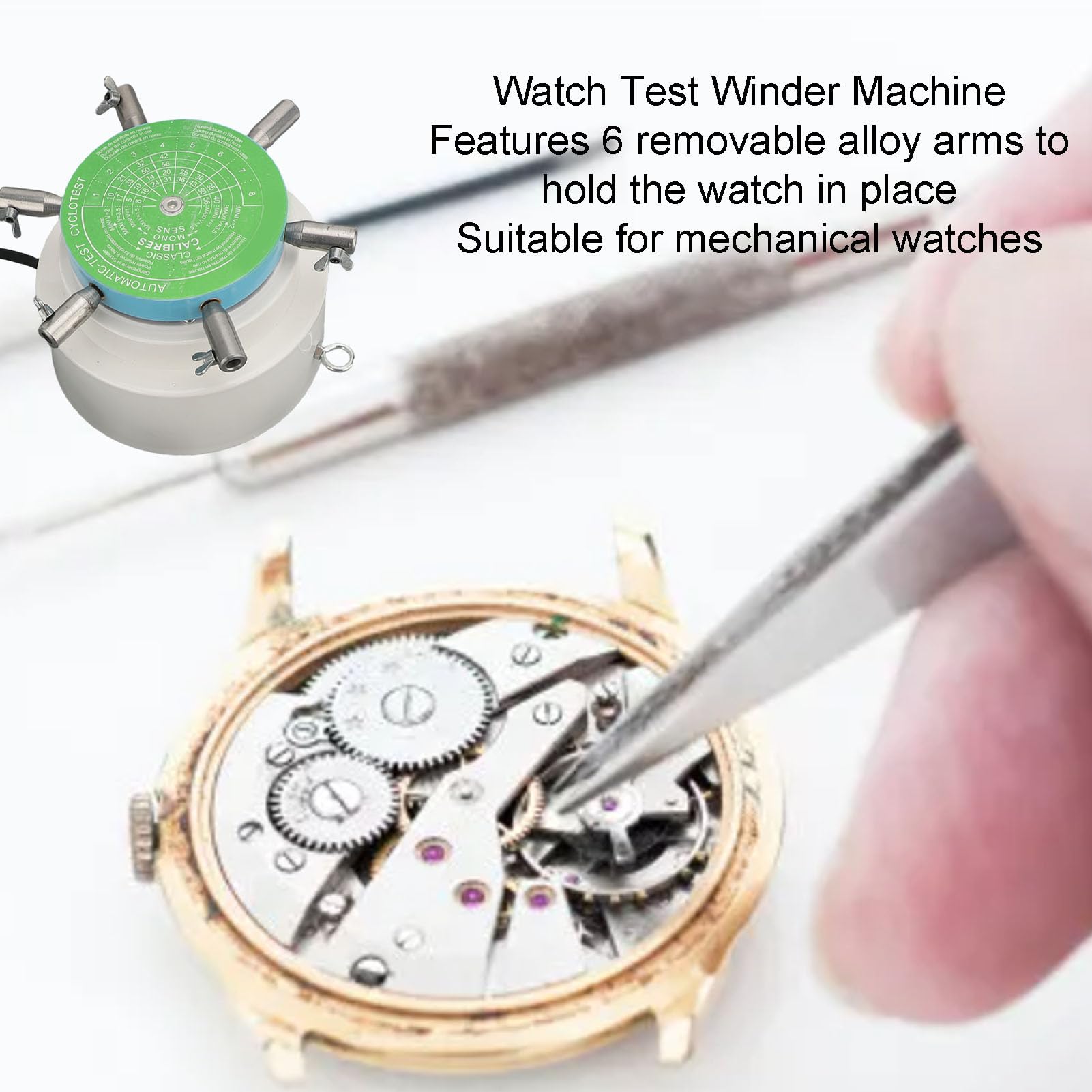 Caricatore per Orologi 6 Bracci Lega Staccabili Supporto Sicuro Pulsante Comodo e Sensibile Accessori per Strumenti di Riparazione Caricatori per Orologi Ottimo Metallico