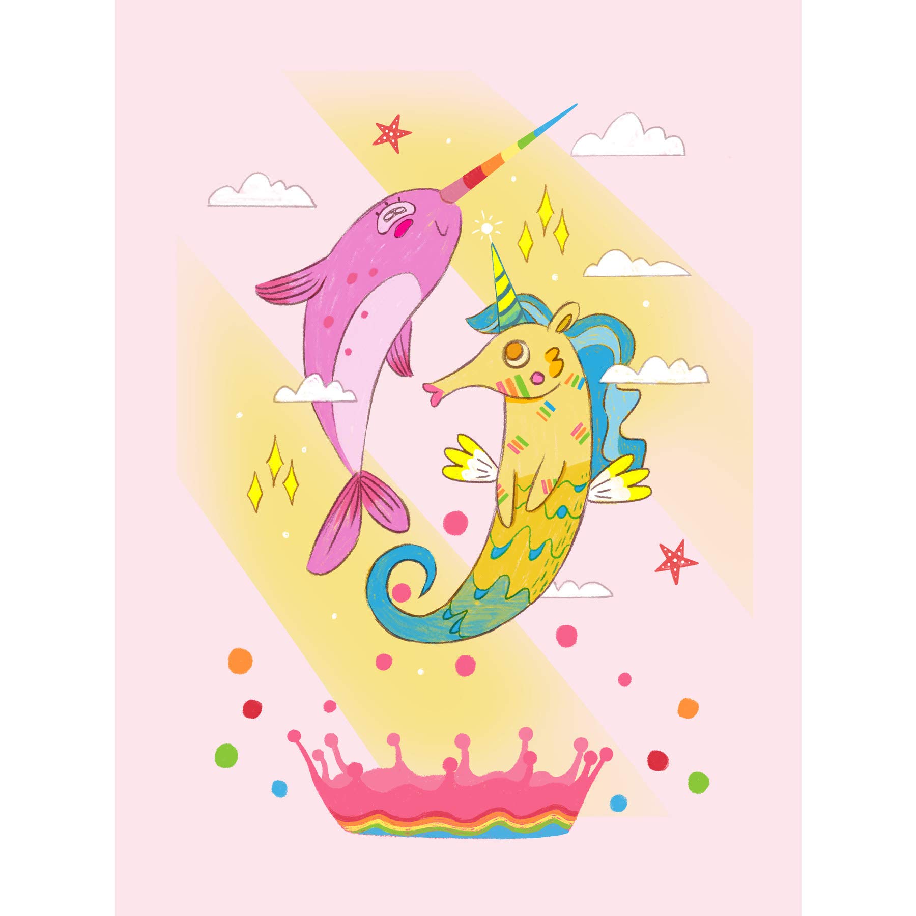 Wee Blue Coo Unicorn Seahorse Narwhal Magic Large Art Print Poster Wall Decor