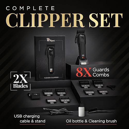 Miniatura 9 de Fagaci Cortapelos profesionales para hombres con precisión superior, afilado 5 veces más largo, cortapelos profesionales de peluquería inalámbricos