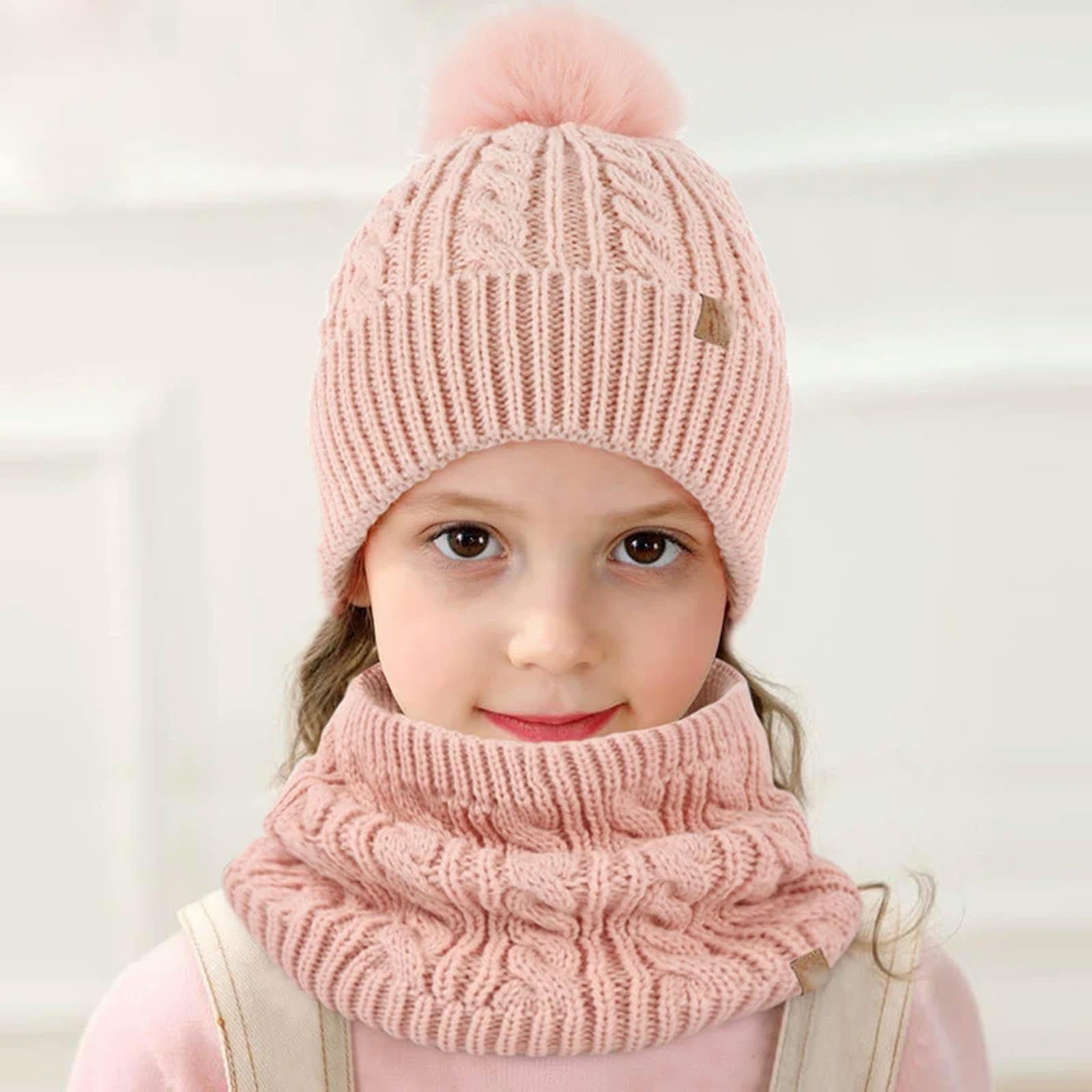 ZONTO Guanti Sciarpa Cappello 3 in 47 Set Caldo Invernale per Bambini Calco Foderato di Berretto A Pile Rivestite Guanti Cricca 3 Pezzi