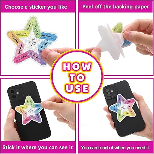 Miniatura 4 de Libima 72 calcomanías sensoriales para ansiedad, calcomanías texturizadas, calcomanías para la ansiedad, calcomanías de atención plena, suministros