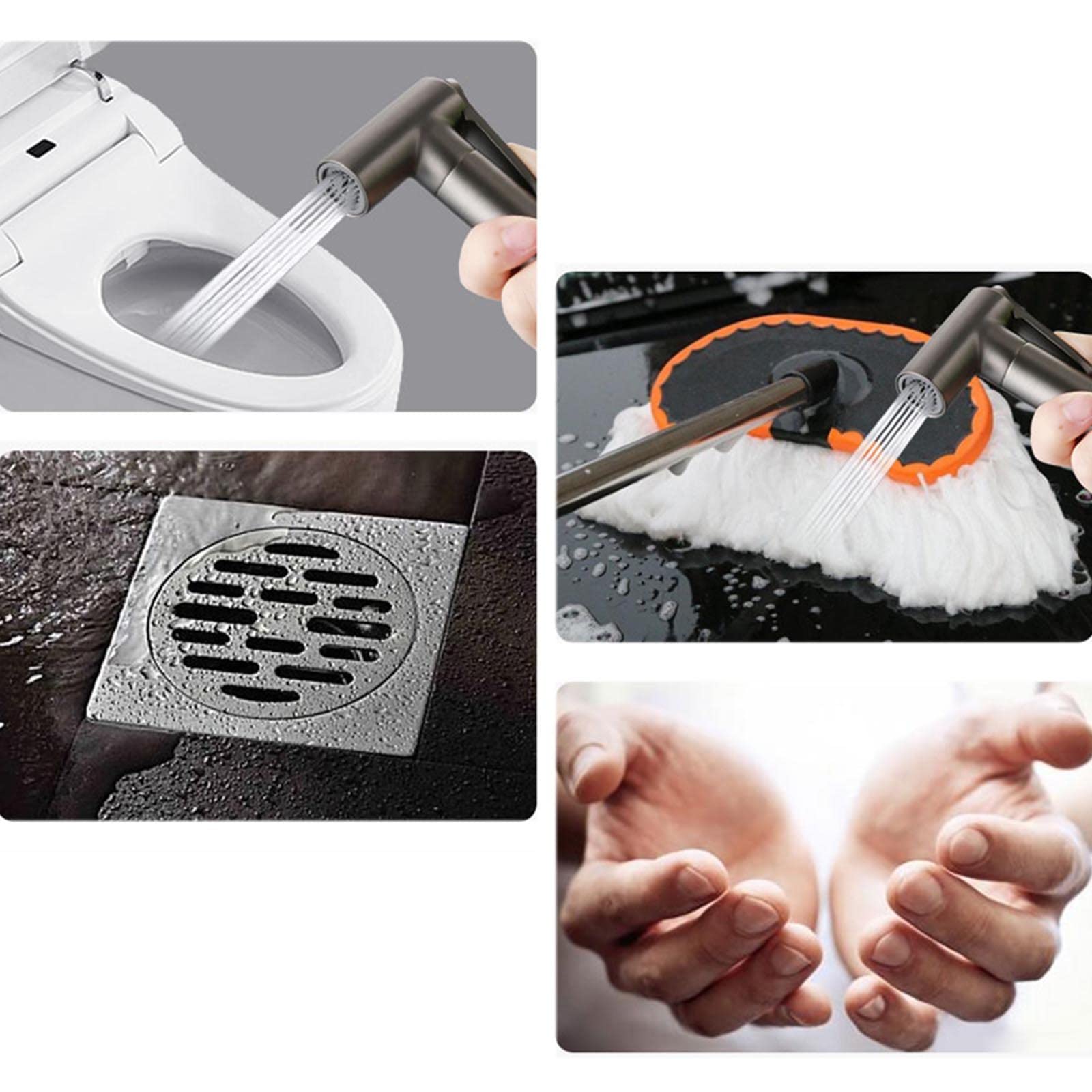 Bidet-Aufsatz for Toilette Hand-WC Bidet-Sprühset Toiletten-Spritzpistolen-Aufsatz Kaltwasser mit Schlauch Messing ohne Bohren Graue Handbrause for den Toilettengebrauch