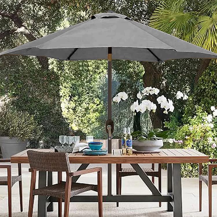 Bricozone Ombrellone Da Giardino Spiaggia Air-Vent Antivento Portatile Mare Protezione Anti UV Parasole A Manovella Per Esterni Terrazza Balcone Poliestere Impermeabile Inclinabile in Alluminio 2.7 M