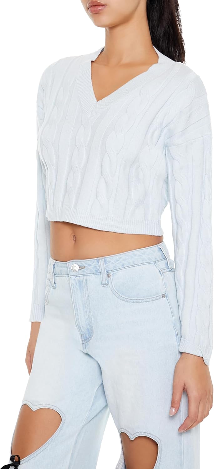 Forever 21 Womens Cropped Cable Knit Sweater - Image 3