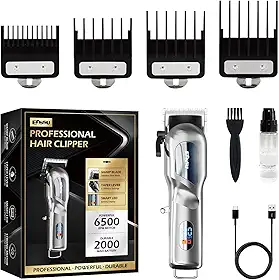 ENSSU Máquina de cortar cabelo para homens Profissional, máquina de cortar cabelo sem fio com lâminas de precisão ajustáveis, display LED e 180 minutos de autonomia para barbeiros profissionais e cortes de cabelo em casa