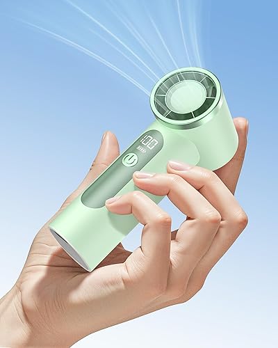 Miniatura 9 de Ventilador de mano portátil, mini ventilador personal turbo recargable de 4000 mAh, diseño de bolsillo para viajes, conciertos, juegos deportivos