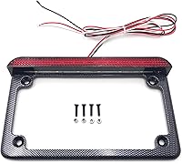 Vista 14 de HTTMT - Para motocicleta universal de 7 pulgadas x 4 pulgadas, soporte de placa de matrícula plana con barra LED de 6 pulgadas cromado