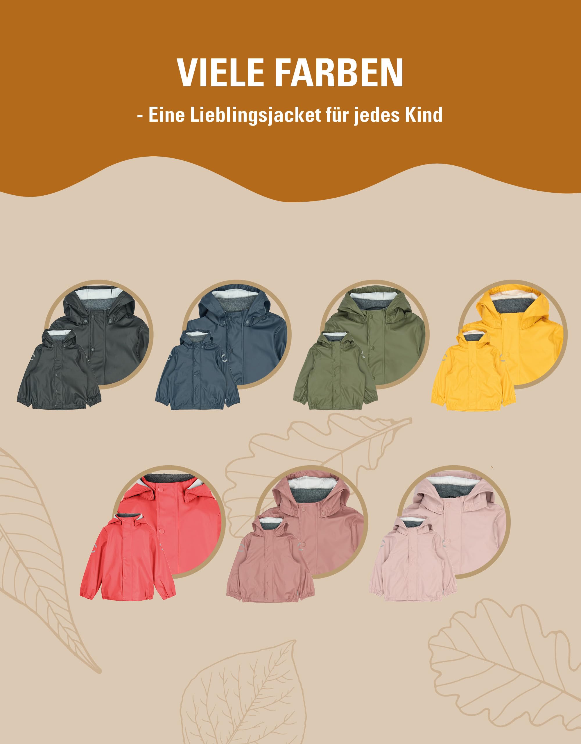 Mikk-line Veste de pluie unisexe pour enfant imperméable et coupe-vent | Veste de pluie pour fille et garçon avec réflecteurs et capuche amovible | Veste légère anti-boue Oeko-Tex