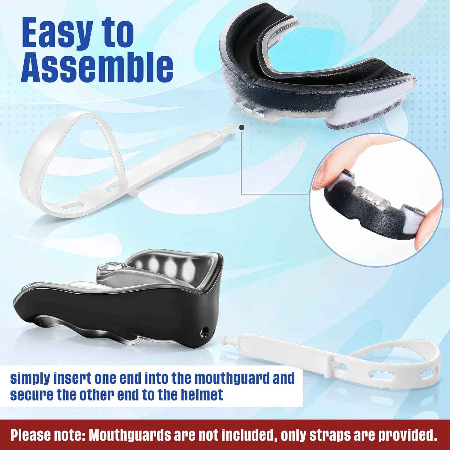 Konohan 50 Pack Football Mouth Guard Tether Only,White | Universal Rugby Mouthguards Replacement Strap, for Most Mouthpiece Sports Boxing Hockey Basketball