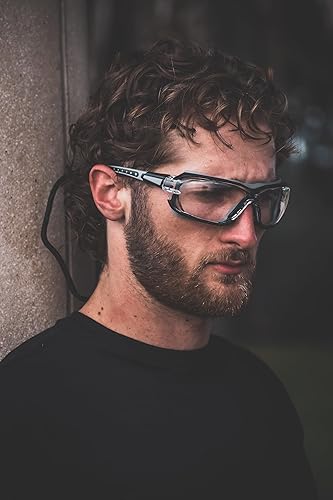 Miniatura 6 de Birdz Gafas de sol acolchadas de seguridad para motocicleta, montura negra, con lente transparente
