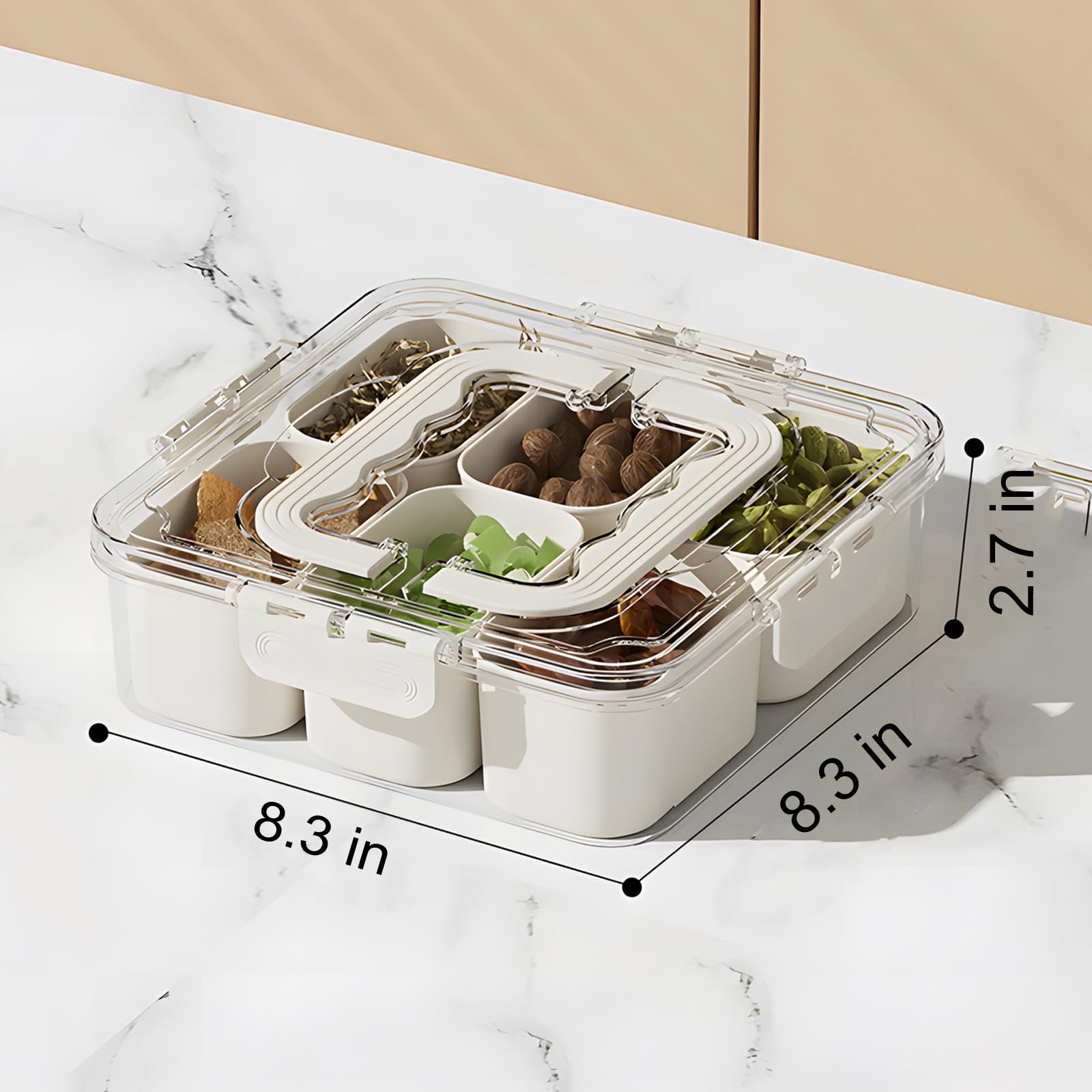 Amazon.com: Divided Veggie Tray with Lid and Handle 6 Compartment