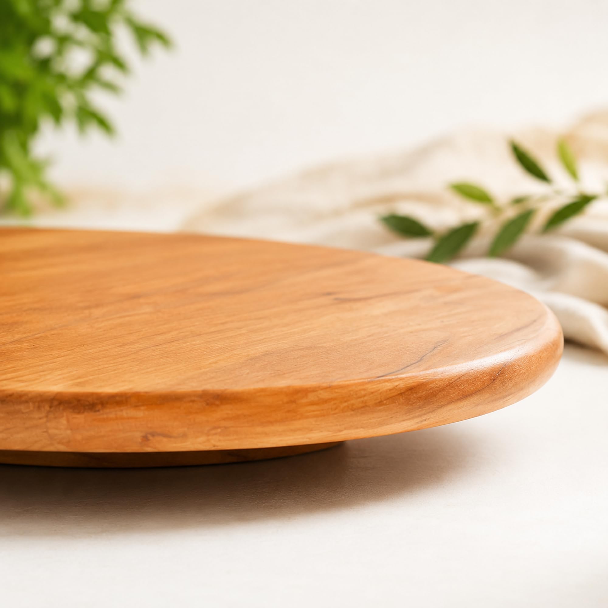Lazy Susan Wooden Turntable – 35cm Large Lazy Susan Rotating Serving Platter – Rotating Board for Dining Table Cheese Birthday Snacks Cakes Xmas Spices Outdoor Events - Centrepiece Cheese Board